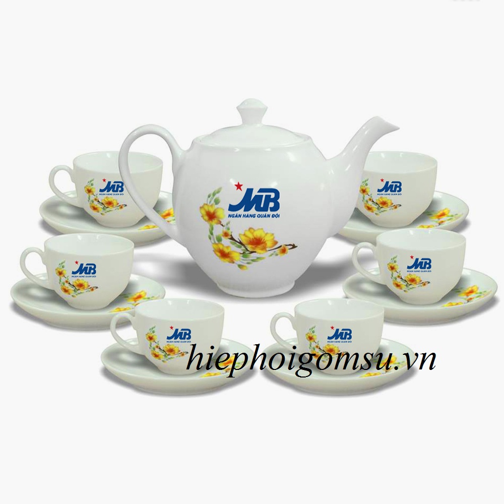 Bộ ấm chén in logo Ngân hàng Quân Đội