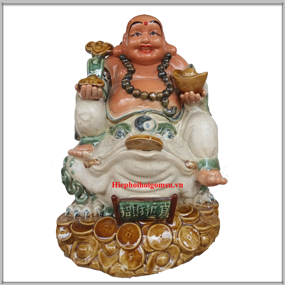 Tượng Di Lặc Cưỡi Thiềm Thừ cao 46 cm