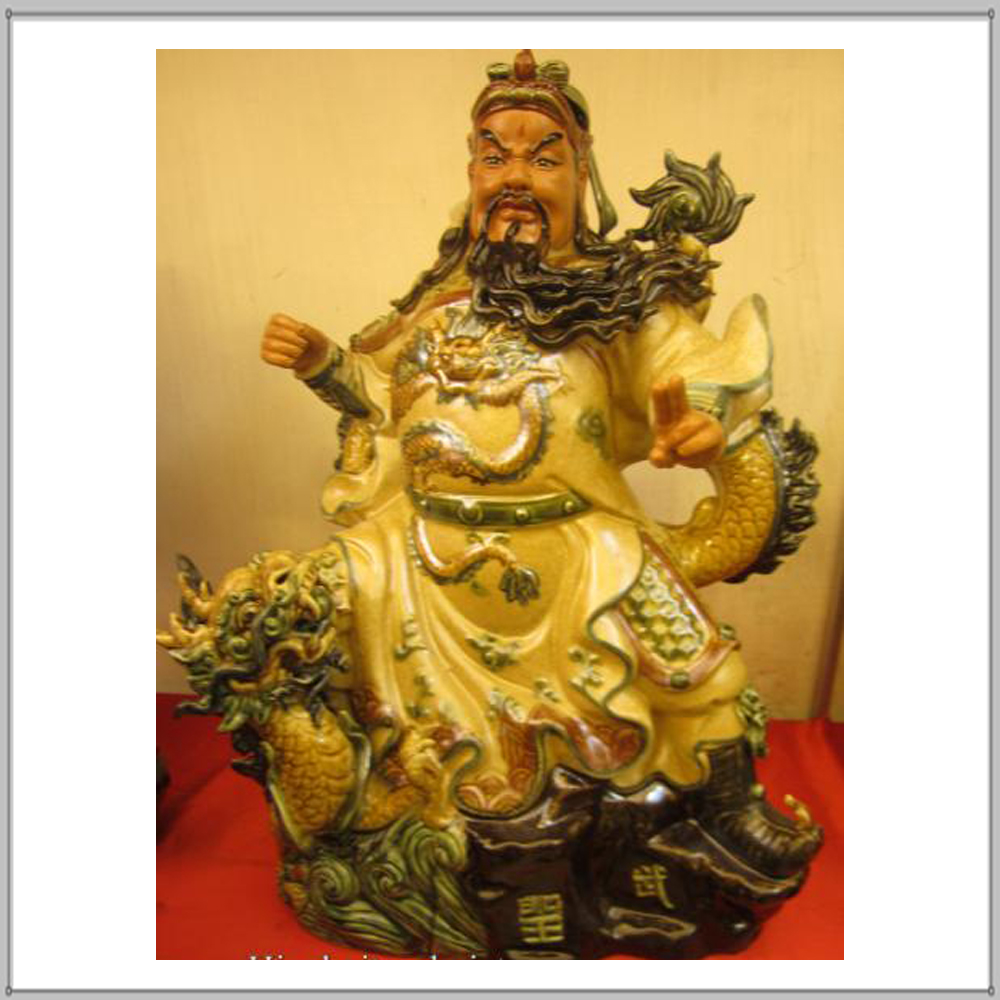 Tượng gốm sứ Quan Vân Trường cưỡi rồng cao 60 cm