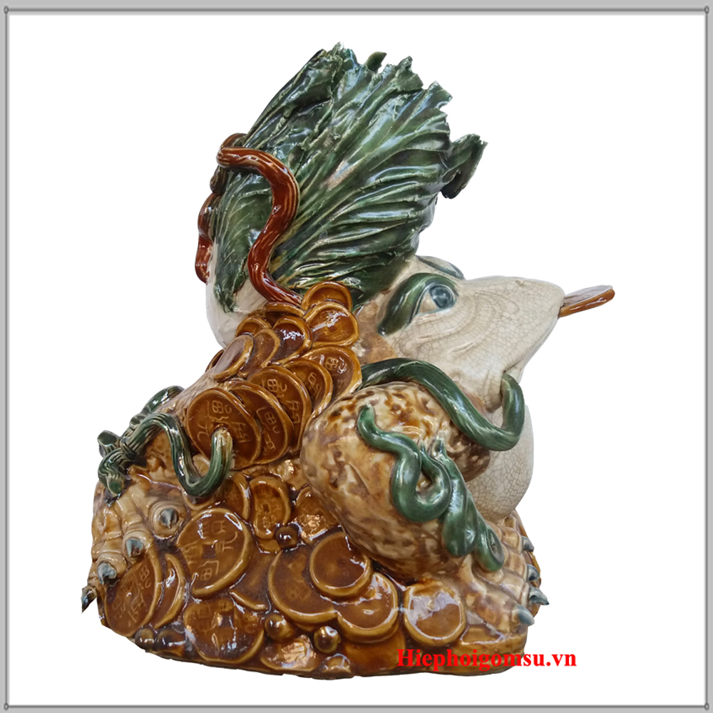 Tượng gốm sứ Thiềm Thừ cõng của cải cao 30cm