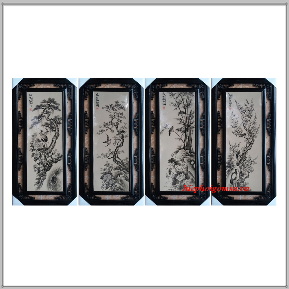 Bộ tranh tứ quý đen trắng 104