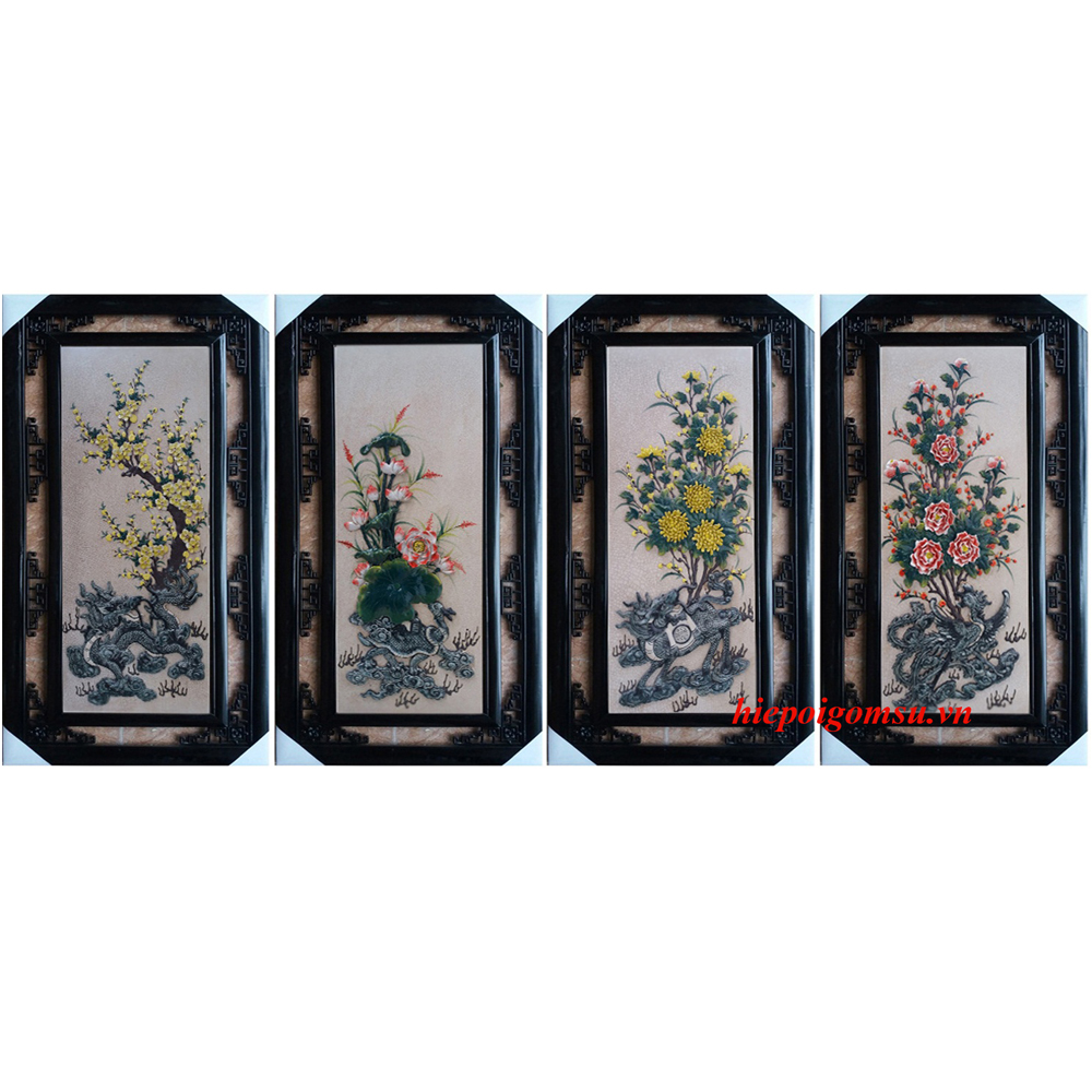 Tranh tứ linh Long Lân Quy Phụng đắp nổi cao cấp 002