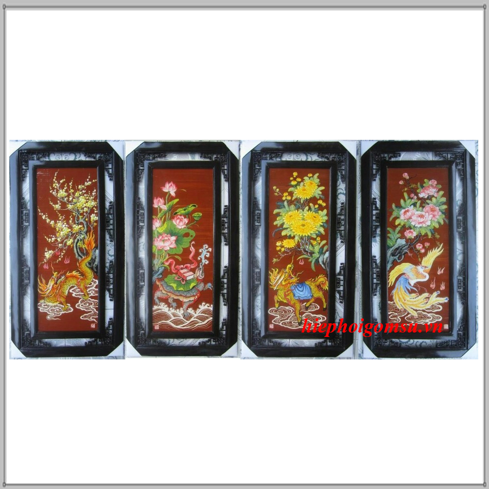 Tranh tứ linh Long Lân Quy Phụng hàng cao cấp 004