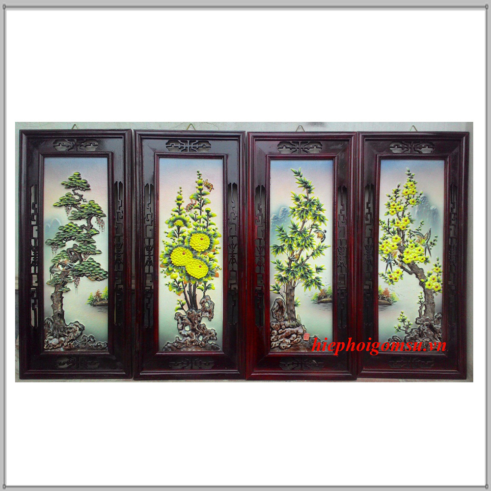 Tranh tứ qúy đắp nổi Tùng Cúc Trúc Mai 005