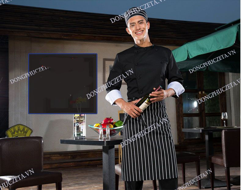 tạp dề bếp kẻ đen trắng