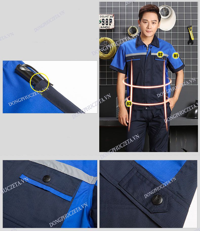 chi tiết mẫu áo kỹ sư xây dựng