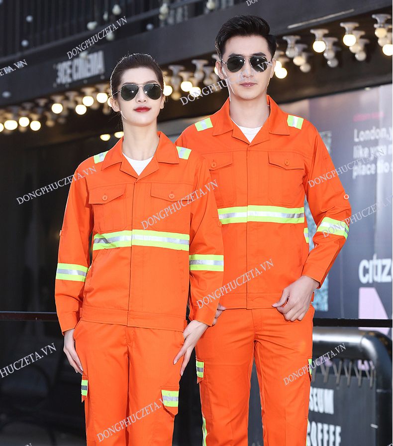 áo phản quang đồng phục bảo hộ màu cam