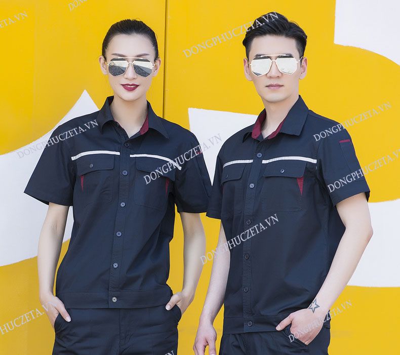 áo đồng phục kỹ thuật nam màu xanh đen