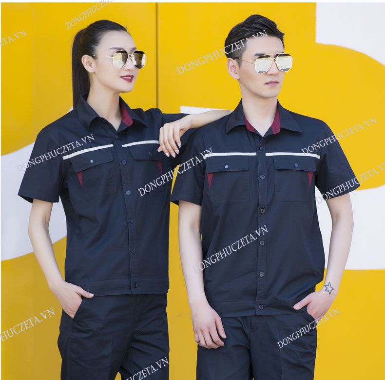 áo đồng phục kỹ thuật điện cơ màu xanh đen
