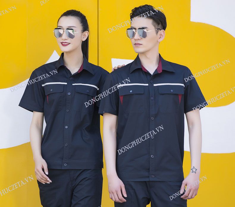 áo đồng phục kỹ thuật điện lạnh màu xanh đen