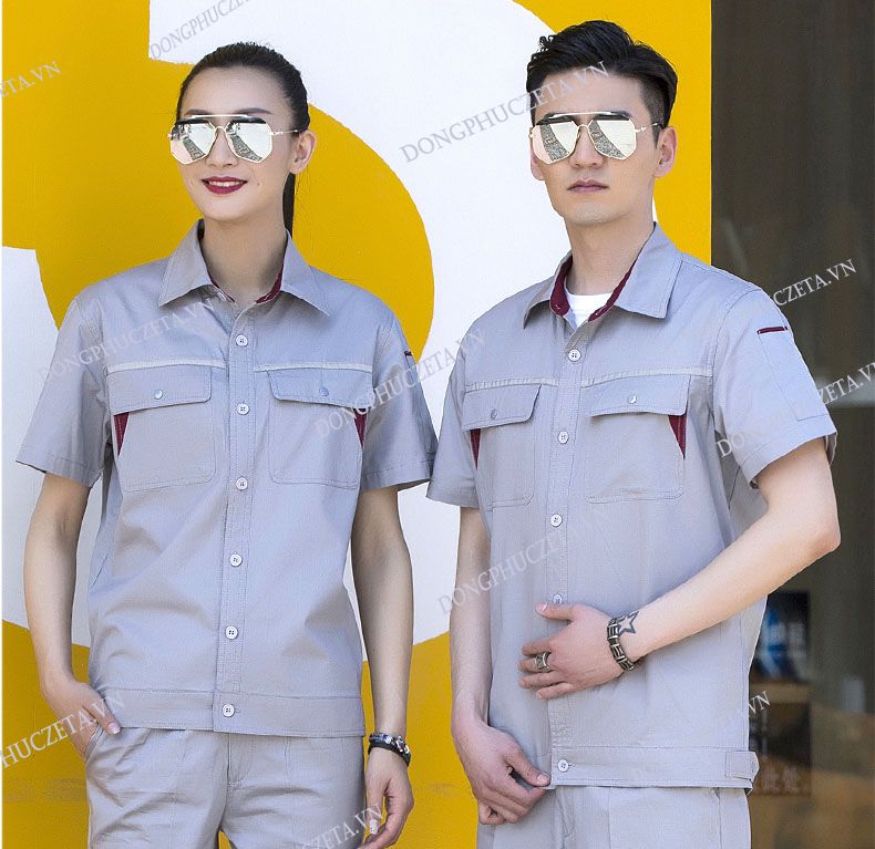 áo đồng phục kỹ thuật đẹp màu ghi