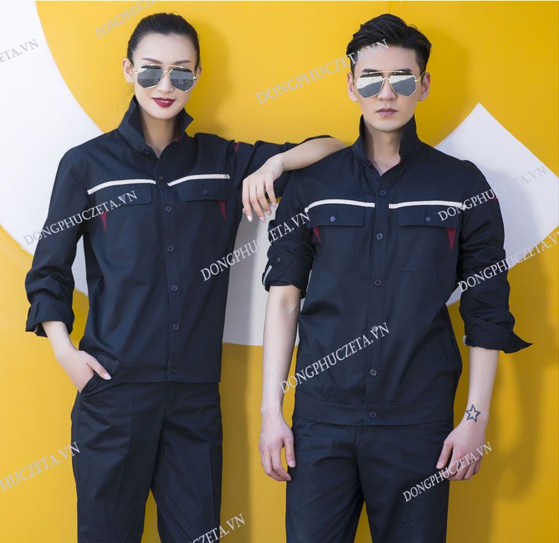 áo đồng phục kỹ thuật màu xanh đen