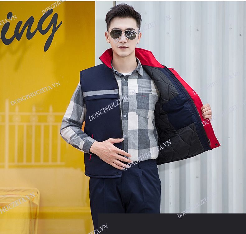 áo gile mùa đông kỹ thuật phản quang