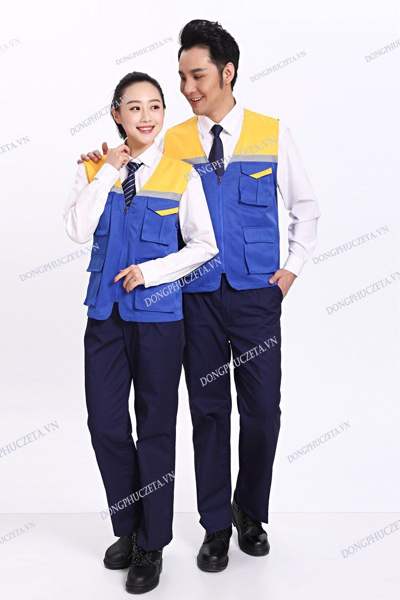 đồng phục kỹ sư xây dựng công trình màu xanh dương