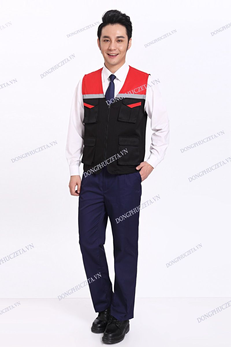 đồng phục gile phản quang màu đen