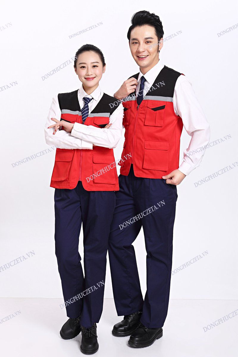áo gile đồng phục màu đỏ
