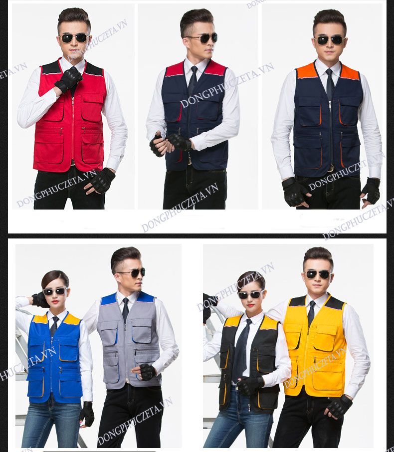 áo gile phản quang kỹ thuật màu đỏ