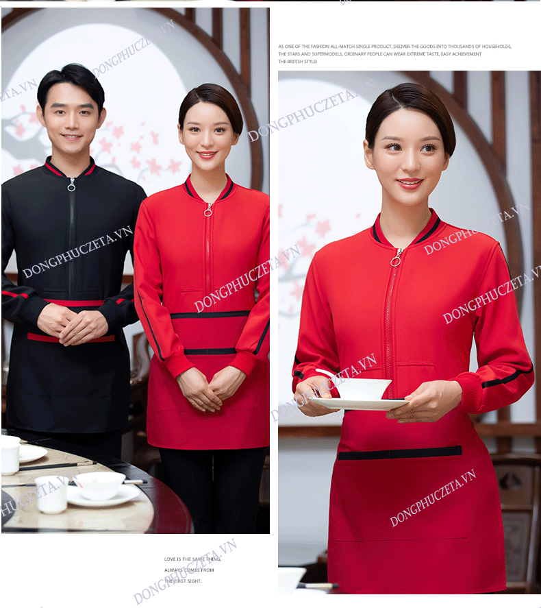 may áo khoác đồng phục nhà hàng tại hòa bình