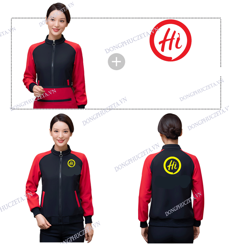 áo khoác đồng phục nhà hàng cổ tàu màu đen