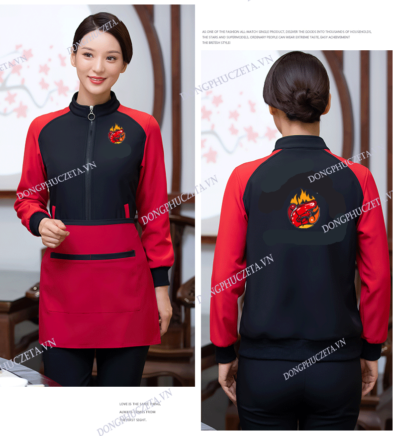 áo khoác đồng phục nhà hàng khách sạn màu đen