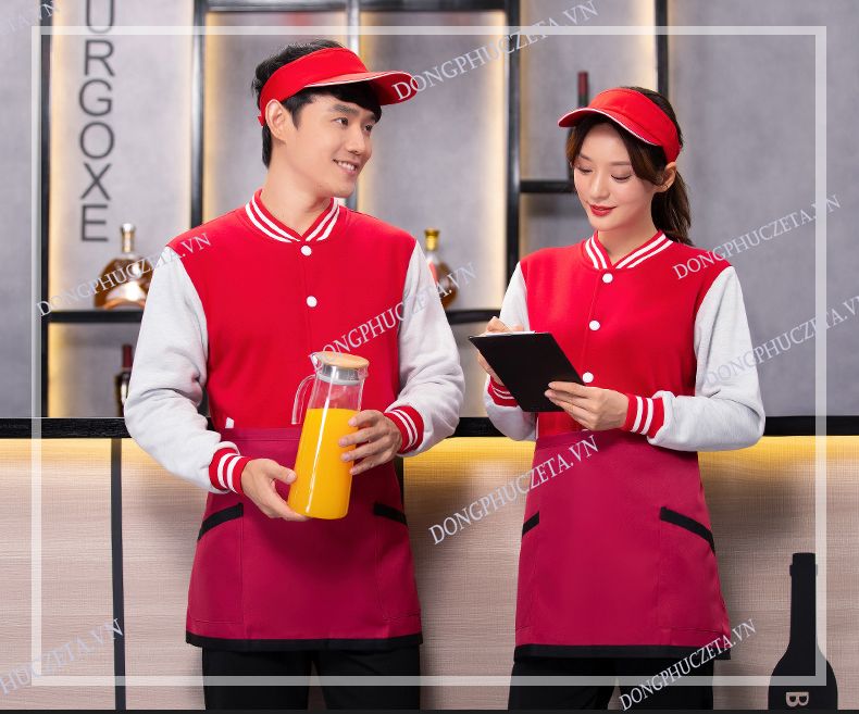 áo khoác đồng phục nhà hàng màu đỏ