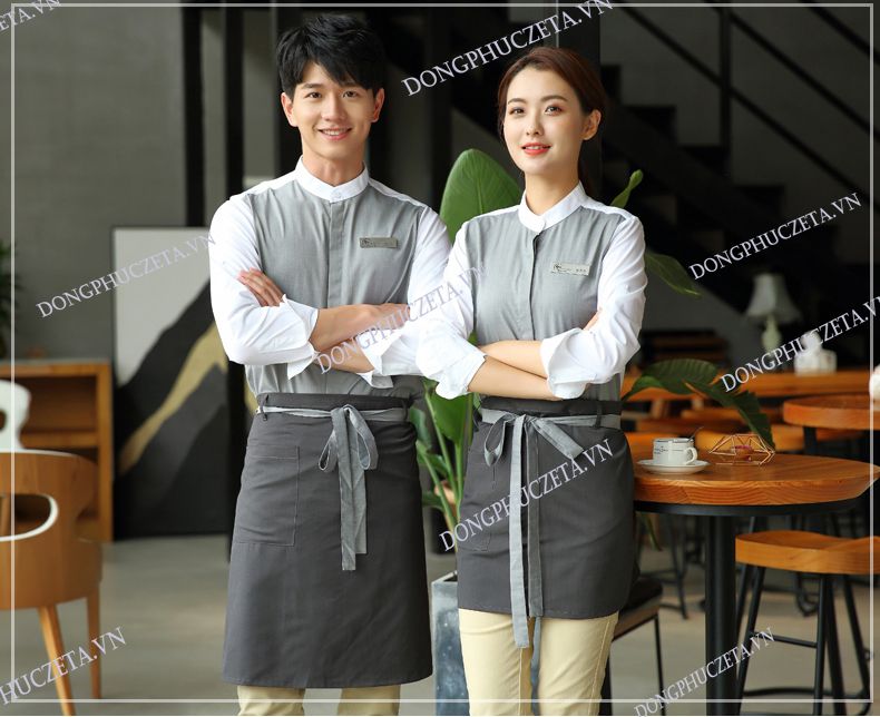 tạp dề cả thân phục vụ nhà hàng hàn quốc