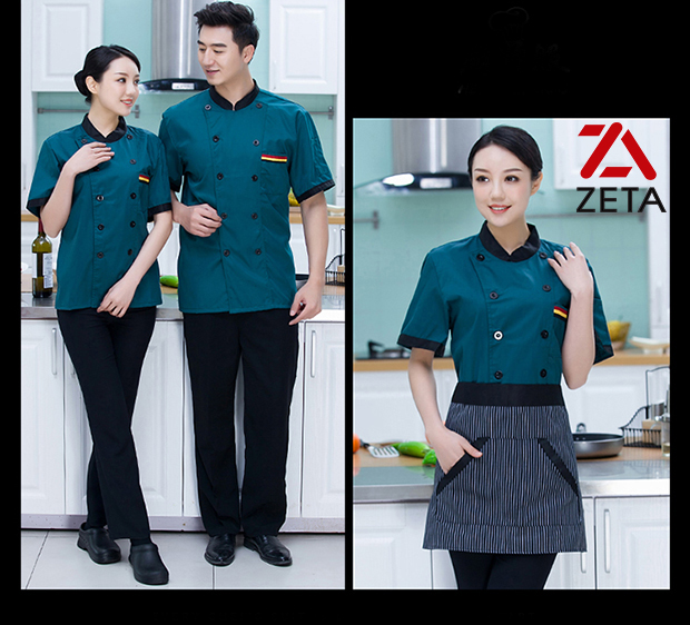 áo bếp màu xanh đẹp