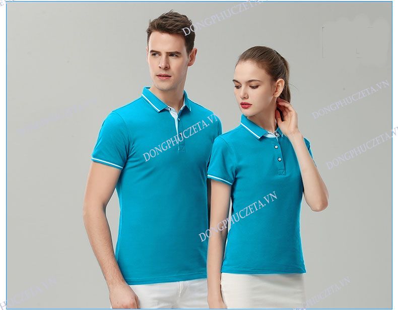 Áo phông đồng phục công ty đẹp màu xanh da trời