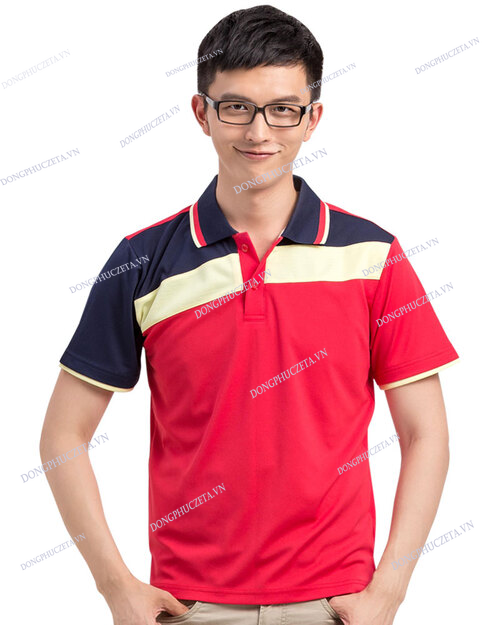áo polo màu đỏ đồng phục ngân hàng phối đẹp