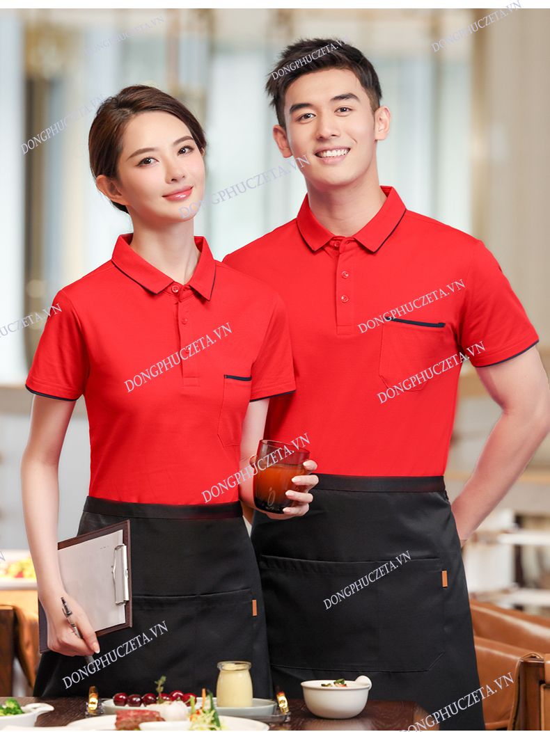 áo phông nhà hàng màu đỏ