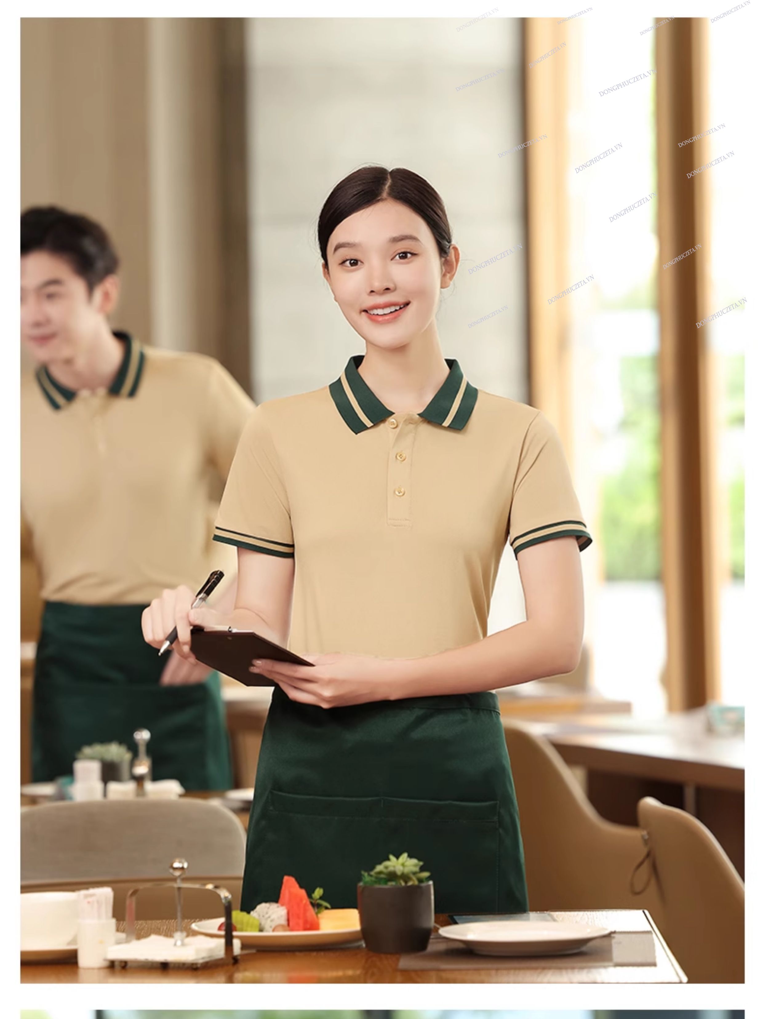 áo phông nhà hàng màu be