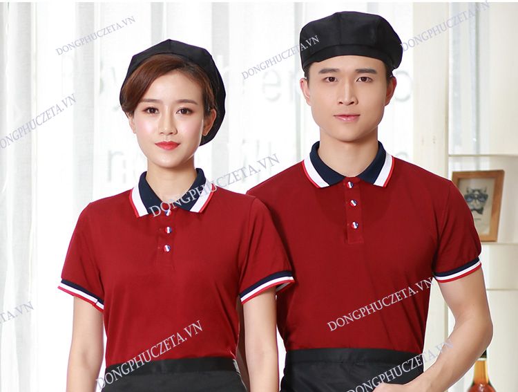 áo phông đồng phục nhà hàng màu đỏ