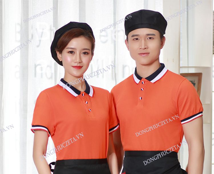 áo phông đồng phục nhà hàng màu cam