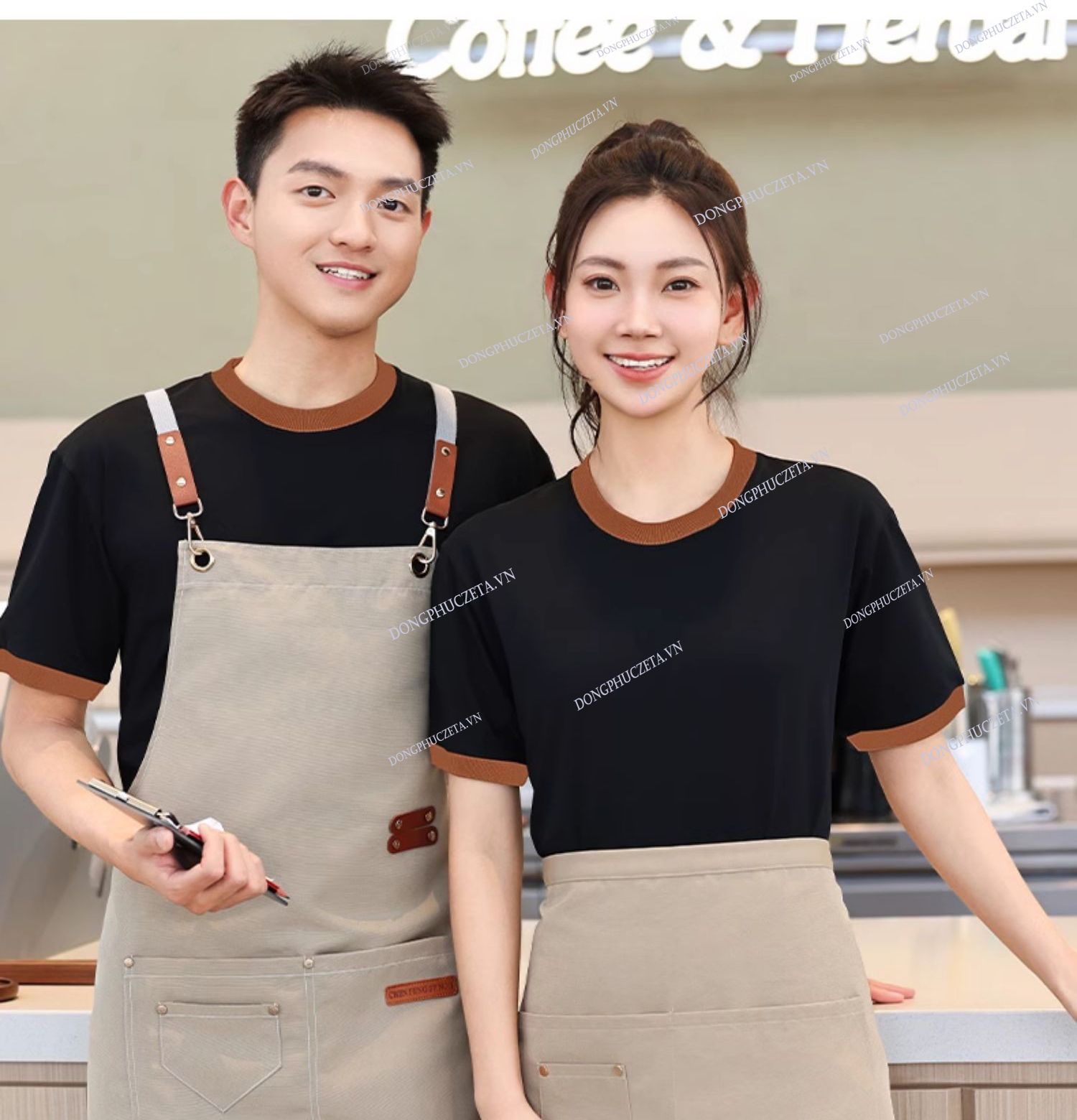 áo thun đồng phục nhà hàng màu đen