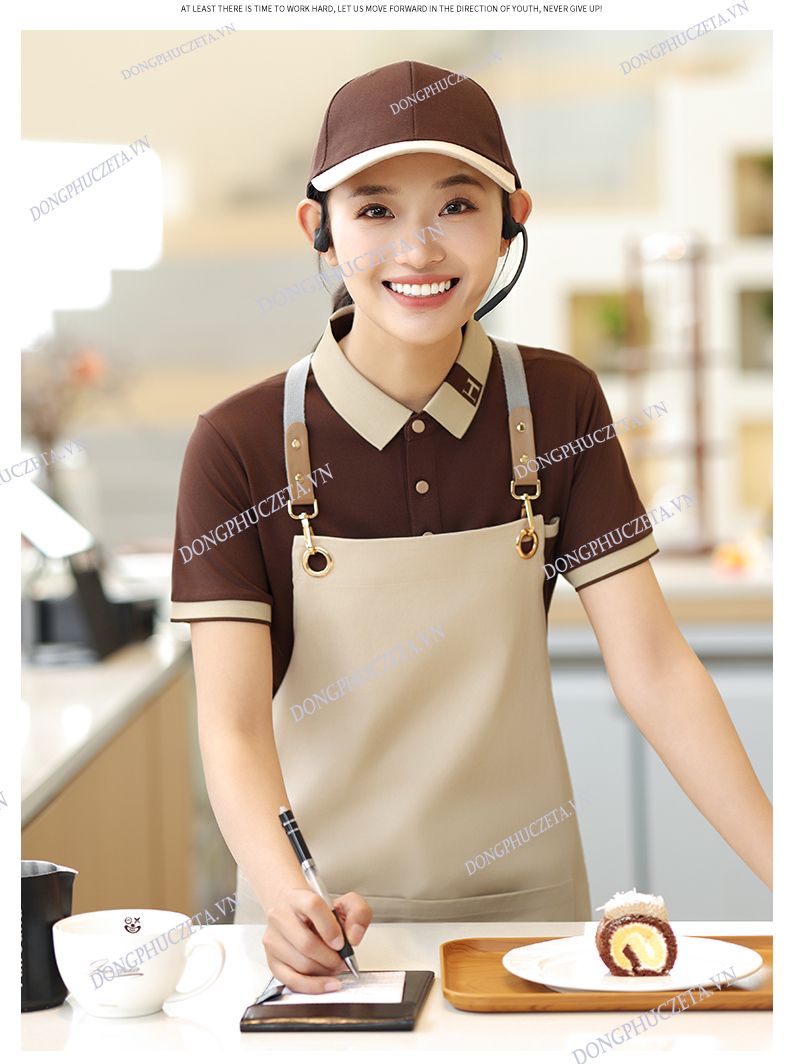 áo thun đồng phục nhà hàng màu nâu