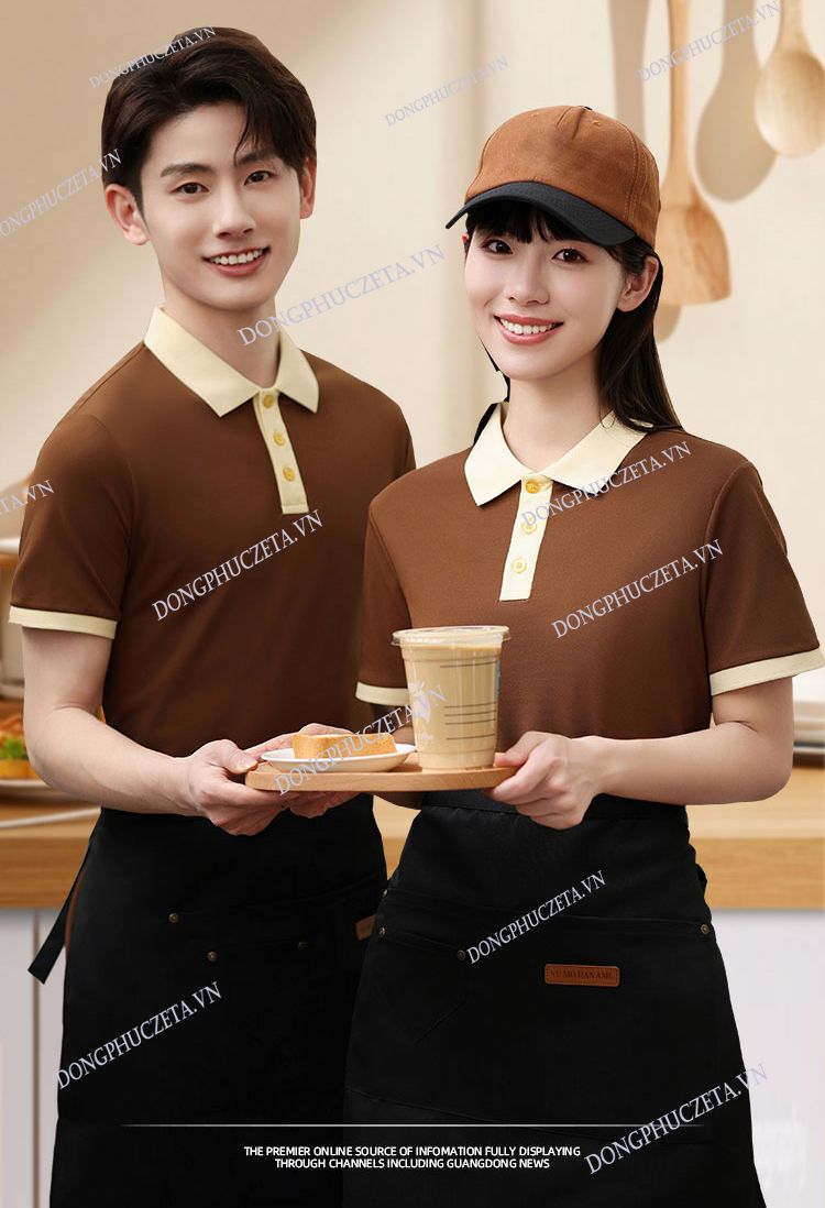 đồng phục nhà hàng màu nâu