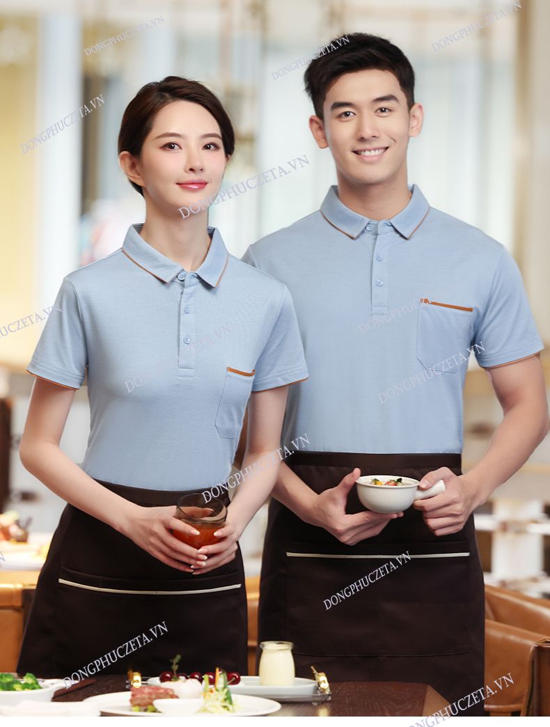 áo phông nhà hàng màu xanh