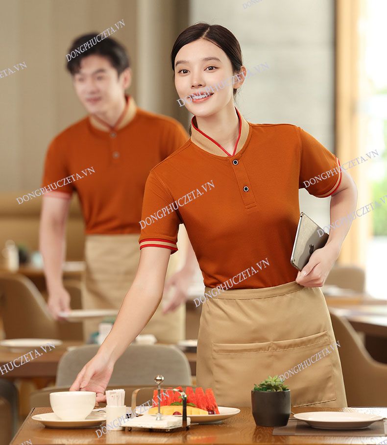 áo phông nhà hàng màu nâu cafe