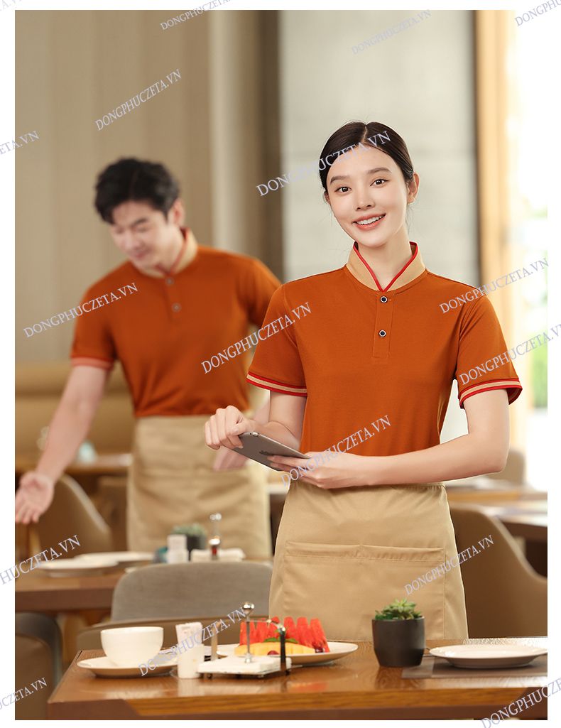 áo phông nhà hàng nâu