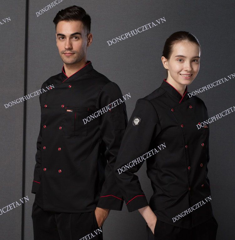 đồng phục đầu bếp nam nữ màu đen
