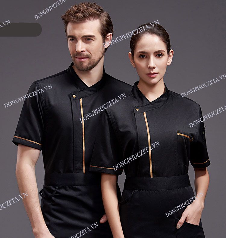 đồng phục làm bếp nam nữ màu đen