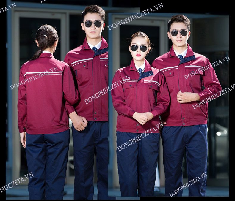 áo đồng phục kỹ thuật màu đỏ đô