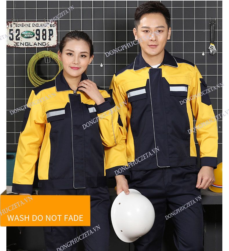 đồng phục nhân viên kỹ thuật dài tay màu vàng