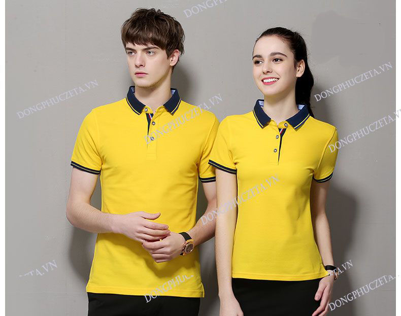 Áo phông đồng phục công sở cao cấp với dáng slim màu vàng