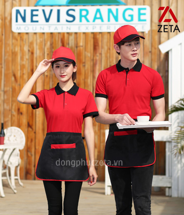 đồng phục phục vụ nhà hàng màu đỏ