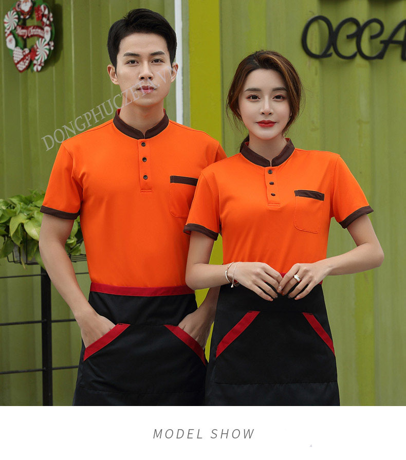 đồng phục áo phông nhà hàng màu cam