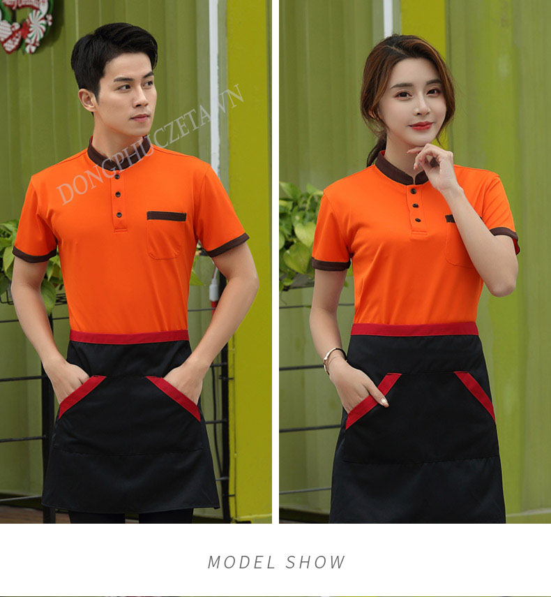 áo phông đồng phục nhà hàng màu cam