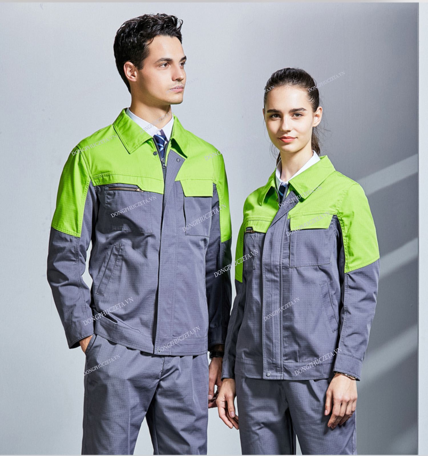 đồng phục công nhân màu xanh chuối