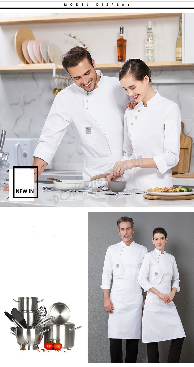 đồng phục nhà bếp màu trắng
