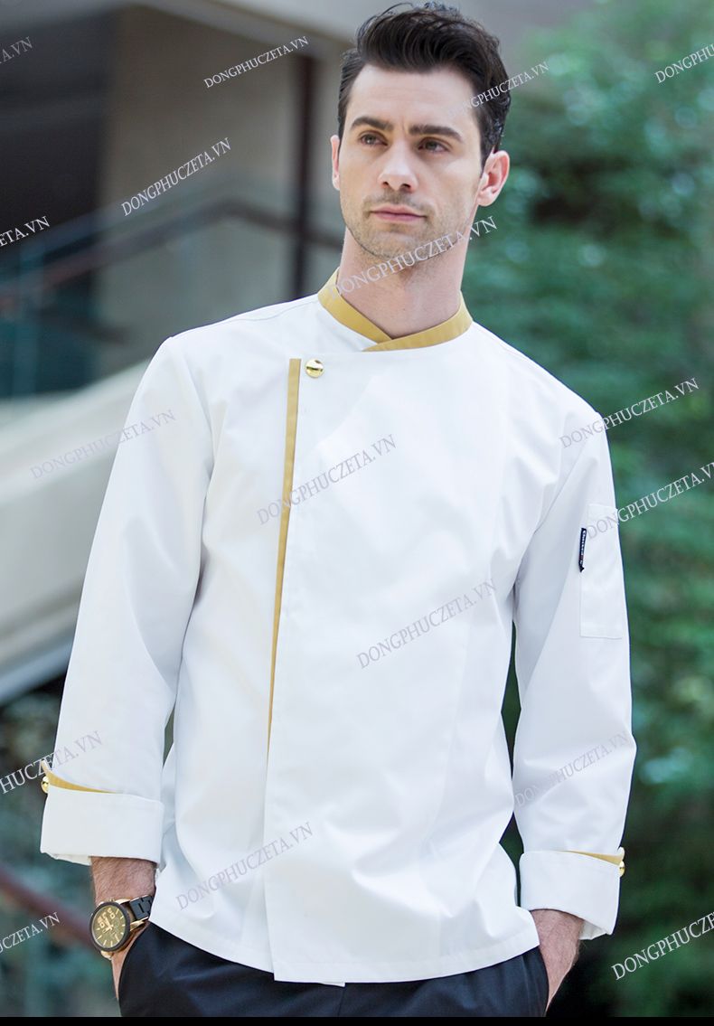 mẫu đồng phục bếp màu trắng mới nhất